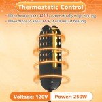 Submergible Chicken Waterer Heater, 250 W Thermostatic Control Chicken Waterer Deicer, Aluminum Poultry Water Heater for Duck Goose Bird Cow to Drink Warm Water