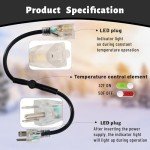 Thermostat Controlled Extension Cord,32°F(0 Degree) Auto On/50°F(10 Degree) Thermostat Controlled Outlet for Heat Cable Controller,Compatible with Any Outdoor Thermostat Plug Outlet