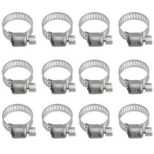 Penck 12 Pack 1/2'' - 3/4'' Hose Clamps Stainless Steel Clamps Worm-Gear Hose Clamp, Miniature Power-Seal Worm-Drive Kit, 13-19mm Range