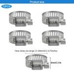 Penck 12 Pack 1/2'' - 3/4'' Hose Clamps Stainless Steel Clamps Worm-Gear Hose Clamp, Miniature Power-Seal Worm-Drive Kit, 13-19mm Range