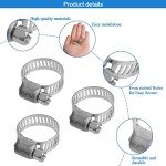 Penck 12 Pack 1/2'' - 3/4'' Hose Clamps Stainless Steel Clamps Worm-Gear Hose Clamp, Miniature Power-Seal Worm-Drive Kit, 13-19mm Range