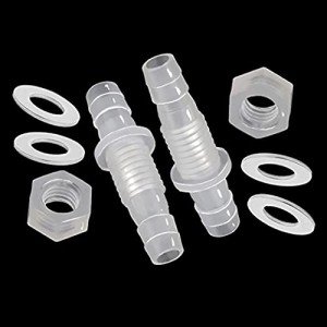 JoyTube 1/2" Hose ID barb Thru-Bulk Bulkhead Fittings Union Adapter Plastic Fittings with Stainless Steel Washers for Aquarium Water/Fuel/Air (Pack of 2)