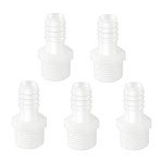 Quickun Plastic Hose Barb Fitting, 1/2" Barb to 1/2" Male Thread White Adapter Union Fitting (Pack of 5)