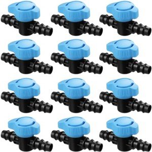 Gardrip Drip Irrigation 1/2" Barbed Valve: 12 Pack in-Line Ball Shut Off Valve 16mm for 1/2 Inch and 5/8 Inch Irrigation Tubing (.570 to .620 ID) for Drip Line Tape System