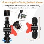 Copadri 12 Pieces 1/2 Inch Drip Irrigation Valve Fittings, 1/2'' Barbed Shut Off Valve for 1/2 Inch Irrigation Tubing (1/2" ID x 0.640" OD) Anti-leak Straight Irrigation Parts for Garden System
