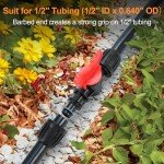 Copadri 12 Pieces 1/2 Inch Drip Irrigation Valve Fittings, 1/2'' Barbed Shut Off Valve for 1/2 Inch Irrigation Tubing (1/2" ID x 0.640" OD) Anti-leak Straight Irrigation Parts for Garden System