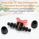 Copadri 12 Pieces 1/2 Inch Drip Irrigation Valve Fittings, 1/2'' Barbed Shut Off Valve for 1/2 Inch Irrigation Tubing (1/2" ID x 0.640" OD) Anti-leak Straight Irrigation Parts for Garden System