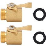 M MINGLE Heavy Duty Brass Garden Hose Shut Off Valve, 3/4 Inch, 2-Pack with 2 Hose Washers