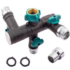 Hose Splitter, 3 Way Heavy Duty, Hose Connector Rotated 360 Seperately,Garden Hose Splitter,Faucet Splitter,Outdoor Faucet Splitter,With Shut off Valve,High Quilty Metal+Chrome Adapter,Water Hose.