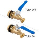 BILAL Brass Water Container/Rain Barrel Spigot, 3/4" GHT Male Threaded Quarter Turn Ball Valve with Bulkhead Fitting, Rain Barrel Kit for Garden Hose Thread Connection, 5 55 Gallon Bucket