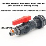 Da by Rain Barrel Spigot Faucet Kit PVC Bulkhead Fitting with Ball Valve and Garden Hose Adapter Barb 16mm(5/8") OD and Stainless Steel Pipe Clamps and Thread Seal Tape(Kit fits 16mm ID hose)