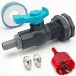 Qitdathn Rain Barrel Spigot PVC Faucet Kit Water Diverter Kit with Bulkhead Fitting, Ball Valve, Garden Hose Barb(16mm) Adapter, Pipe Clamps, Thread Tape, Hole Saw(for 16mm ID Hose)