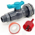 Rain Barrel Spigot Kit with a Hole Saw Include PVC Bulkhead Fitting Ball Valve Thread Seal Tape and Garden Hose Male Threaded Adapter(1" Male) for 1" Female Threaded Connector(1 inch)