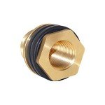 Joywayus 1/2" Female 3/4" Male Soild Brass Water Tank Connector Theaded Bulkhead Fitting With 2 Rubber Rings Stablizing