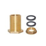 Joywayus 1/2" Female 3/4" Male Soild Brass Water Tank Connector Theaded Bulkhead Fitting With 2 Rubber Rings Stablizing