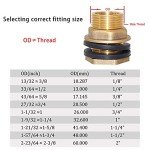 Joywayus 1/2" Female 3/4" Male Soild Brass Water Tank Connector Theaded Bulkhead Fitting With 2 Rubber Rings Stablizing