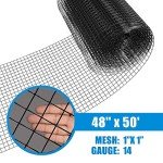 Fencer Wire 14 Gauge Hardware Cloth, Black Vinyl Coated Welded Wire Mesh, Chicken Coop Wire Fence, 1 Inch x 1 Inch Grid (48 Inch x 50 ft.)
