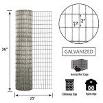 Garden Zone 36 Inches x 25 Feet - 1 x 2-Inch Openings, 14-Gauge - Galvanized Welded Wire Fencing - For Cages and Fencing for Rabbits, Gardens, Cattle Panels