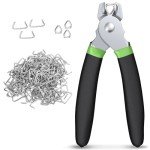 AMWAY Hog Ring Pliers Kit with 300pcs 3/4inch Galvanized Steel Hog Rings, Professional Interior Exterior Decoration Installation Tool for Nailing,Car Cushions,Fences,Pet Cages,Wire Mesh
