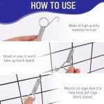 4Pcs Spring Cage Latch Door Spring Latch Hook for Rabbit Cages Metal Finger Spring Latch Hook for Fixing Small Animal, Dog, Cat, Parrot, Guinea Pig