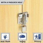 Alise Flip Latch,Gate Latches Slide Bolt Latch Safety Door Lock Catch for Barn Cabinet Pet Cage Wood Fence Garage Window,Heavy Duty Thicker Stainless Steel Gate Hardware Locks,Brushed Nickel 2 Pcs