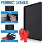 3 Pcs Extra Large Oil Drip Pan,35.4 x 24 x1.5 In Auto Drip Tray Oil Change Drain Pan for Under Car Plastic Drip Tray, Fridges, Washing Machines to Keep Floor Safe and Clean With 2 Pairs of Gloves