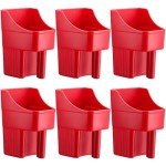Baderke 6 Pcs Feed Scoop Plastic Enclosed Feed Scoop with Measure Marks Heavy Duty Durable Stackable Feed Scoop for Horse Goat Ranchers Livestock Homesteaders Feeding Supplies (Red)