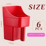 Baderke 6 Pcs Feed Scoop Plastic Enclosed Feed Scoop with Measure Marks Heavy Duty Durable Stackable Feed Scoop for Horse Goat Ranchers Livestock Homesteaders Feeding Supplies (Red)