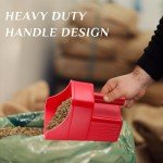 Baderke 6 Pcs Feed Scoop Plastic Enclosed Feed Scoop with Measure Marks Heavy Duty Durable Stackable Feed Scoop for Horse Goat Ranchers Livestock Homesteaders Feeding Supplies (Red)