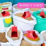 Baderke 6 Pcs Feed Scoop Plastic Enclosed Feed Scoop with Measure Marks Heavy Duty Durable Stackable Feed Scoop for Horse Goat Ranchers Livestock Homesteaders Feeding Supplies (Red)