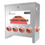 Kinchoix Metal Chicken Feeder Large Capacity 85lbs Automatic Metal Rat Proof Chicken Feeders No Waster Weatherproof Poultry Feeder for Chickens, Geese, Ducks, Turkeys, Quails (10-Port)
