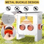 Automatic Chicken Feeder No Waste Metal Poultry Feeder Large Capacity 25lbs for Chickens, Geese, Ducks, Turkeys, Quails (4-Port)