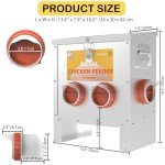 Automatic Chicken Feeder No Waste Metal Poultry Feeder Large Capacity 25lbs for Chickens, Geese, Ducks, Turkeys, Quails (4-Port)