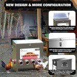 Kinchoix Metal Chicken Feeder Large Capacity 85lbs Automatic Metal Rat Proof Chicken Feeders No Waster Weatherproof Poultry Feeder for Chickens, Geese, Ducks, Turkeys, Quails (10-Port)