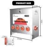 Kinchoix Metal Chicken Feeder Large Capacity 85lbs Automatic Metal Rat Proof Chicken Feeders No Waster Weatherproof Poultry Feeder for Chickens, Geese, Ducks, Turkeys, Quails (10-Port)