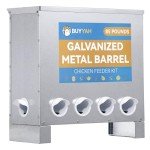 BUYYAH Automatic Chicken Feeder, 85-120lbs Capacity, 10-Port Galvanized Metal Poultry Feeder, No Waste Waterproof Chicken Feeder, Suitable for Geese, Ducks, Turkeys, Quails