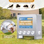 BUYYAH Automatic Chicken Feeder, 85-120lbs Capacity, 10-Port Galvanized Metal Poultry Feeder, No Waste Waterproof Chicken Feeder, Suitable for Geese, Ducks, Turkeys, Quails