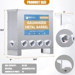 BUYYAH Automatic Chicken Feeder, 85-120lbs Capacity, 10-Port Galvanized Metal Poultry Feeder, No Waste Waterproof Chicken Feeder, Suitable for Geese, Ducks, Turkeys, Quails