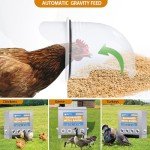 BUYYAH Automatic Chicken Feeder, 85-120lbs Capacity, 10-Port Galvanized Metal Poultry Feeder, No Waste Waterproof Chicken Feeder, Suitable for Geese, Ducks, Turkeys, Quails