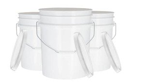 House Naturals 5 Gal White Plastic Buckets Food Grade BPA Free Premium 90 mil pails with Gasket Lids - Pack of 3 - Made in USA