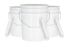 House Naturals 5 Gal White Plastic Buckets Food Grade BPA Free Premium 90 mil pails with Gasket Lids - Pack of 3 - Made in USA