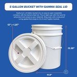 5 Gallon Bucket with Gamma Seal Screw on Airtight Lid, Food Grade Storage, Premium HPDE Plastic, BPA Free, Durable 90 Mil All Purpose Pail, Made in USA. 1 Count