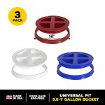 Gamma2 Seal Lid Combo 3pk: Red, White & Blue; Made in USA, Fits a 3.5 to 7 Gallon Bucket