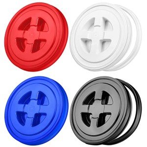 Aodaer 4 Pieces Seal Lid 5 Gallon Bucket Twist Lid Food Storage Container Lid Reusable Plastic Seal Lid Food Storage Container Lids, Mixed Colors