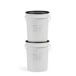 United Solutions Airtight Pet Food Storage Container, 5 Gallon Capacity, Great for Dog Food, Cat Food, Bird Seed, Dry Food Storage, White Container with Black Lid, 2-Pack