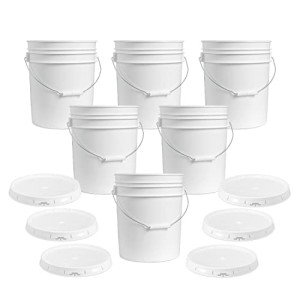 ePackageSupply 5 Gallon White Bucket & Lid, Made in The USA, Durable 90 Mil All Purpose Pail, Food Grade, Contains No BPA Plastic, Premium HPDE, 6 Pack