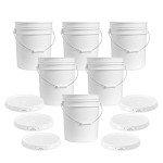 ePackageSupply 5 Gallon White Bucket & Lid, Made in The USA, Durable 90 Mil All Purpose Pail, Food Grade, Contains No BPA Plastic, Premium HPDE, 6 Pack