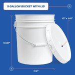 ePackageSupply 5 Gallon White Bucket & Lid, Made in The USA, Durable 90 Mil All Purpose Pail, Food Grade, Contains No BPA Plastic, Premium HPDE, 6 Pack