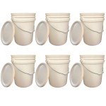 5 Gallon Bucket 6 Pcs with Lid - Commercial Grade, Food Safe, BPA Free Pail 6 PCS Pack with lid (White, 6 with lid) Great for All Purpose Usage.
