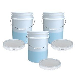 5 Gallon Plastic Bucket with Airtight Lid I Food Grade Bucket | Translucent | BPA-Free I Heavy Duty 90 Mil All Purpose Pail Reusable I Made in USA | 3 Count